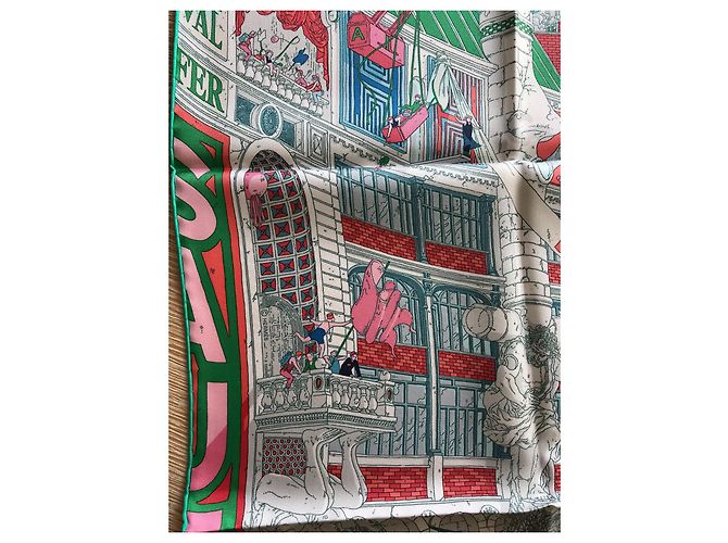 Hermès Hermes Square 90 cm Grand Prix du Faubourg Blu - vista 4