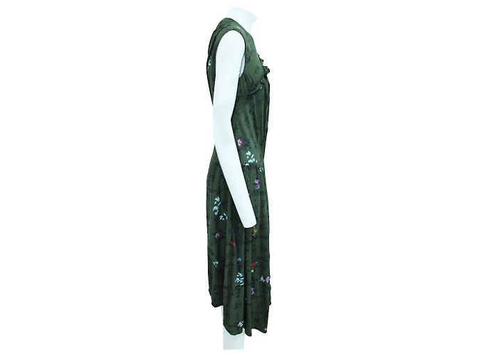 Preen Vestido assimétrico franzido em crepe de chine com estampa floral crepe de chine maxi Verde - vista 4