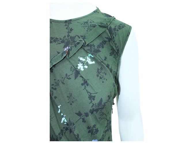 Preen Vestido assimétrico franzido em crepe de chine com estampa floral crepe de chine maxi Verde - vista 5