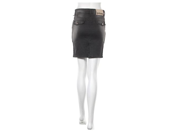 Falda midi Galliano gris de algodón - vista 2