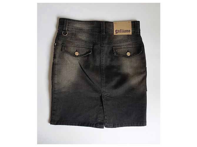 Falda midi Galliano gris de algodón - vista 4