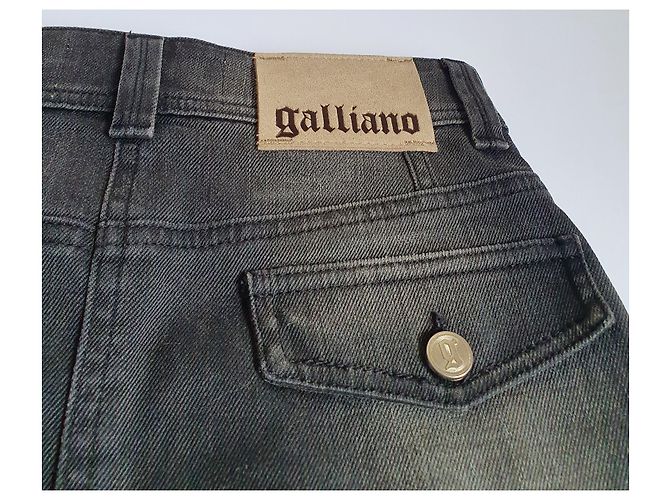 Falda midi Galliano gris de algodón - vista 5