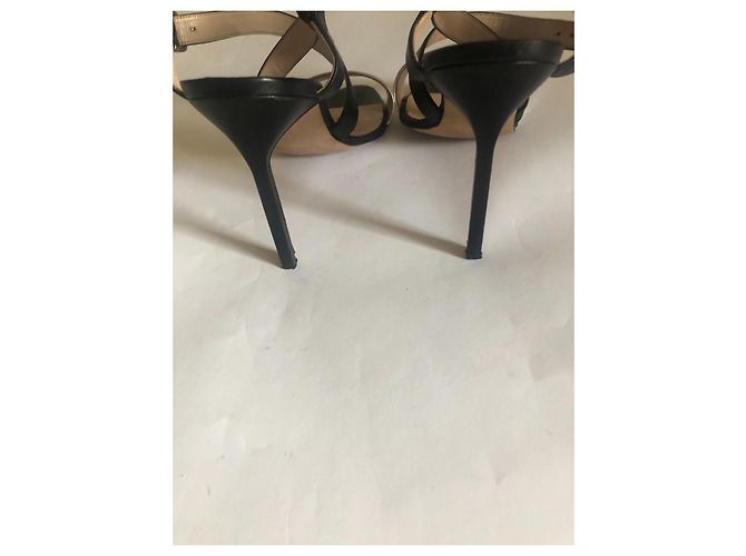 Sandali Manolo Blahnik argento metallizzato e pelle nera Nero - vista 12