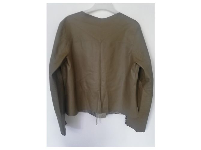 Autre Marque Khakifarbene Lederjacke Größe 42 - Ansicht 2