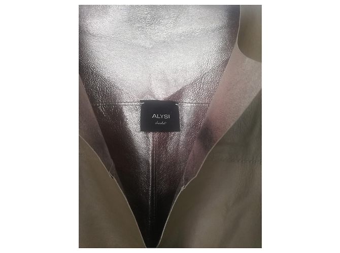 Autre Marque Khakifarbene Lederjacke Größe 42 - Ansicht 3