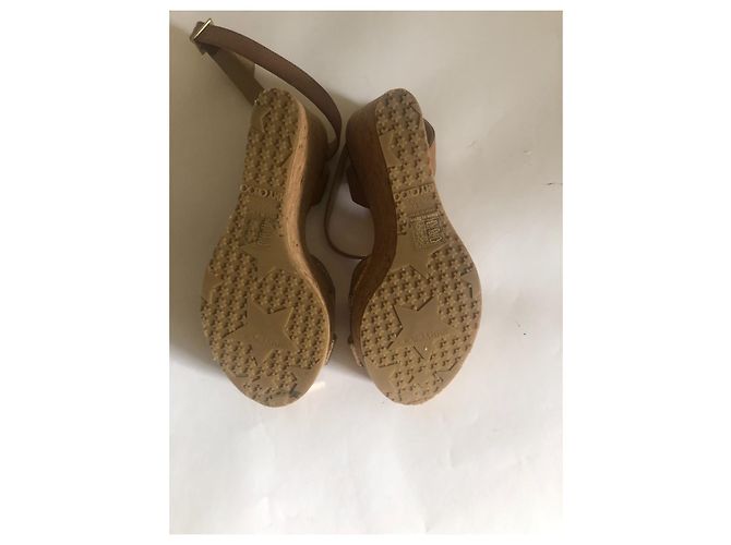 Zeppe Jimmy Choo in Pelle Glitterata Beige Oro D'oro - vista 10