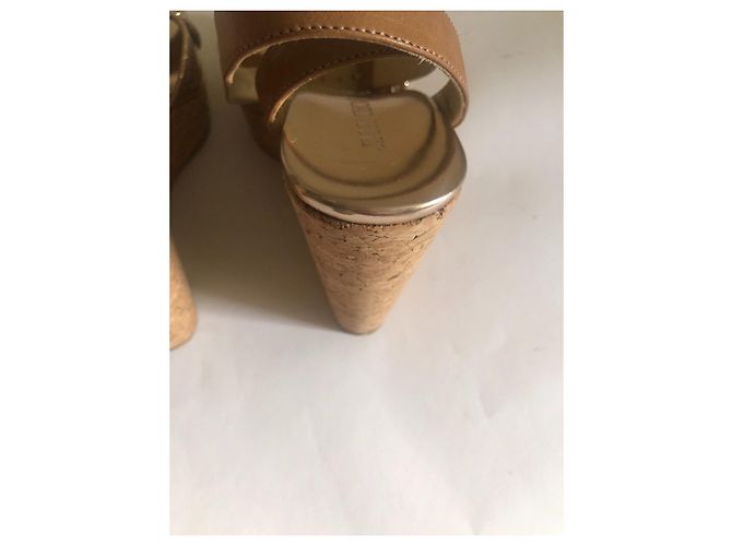 Zeppe Jimmy Choo in Pelle Glitterata Beige Oro D'oro - vista 7