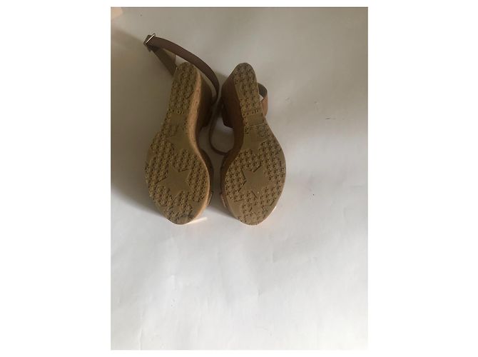 Zeppe Jimmy Choo in Pelle Glitterata Beige Oro D'oro - vista 9