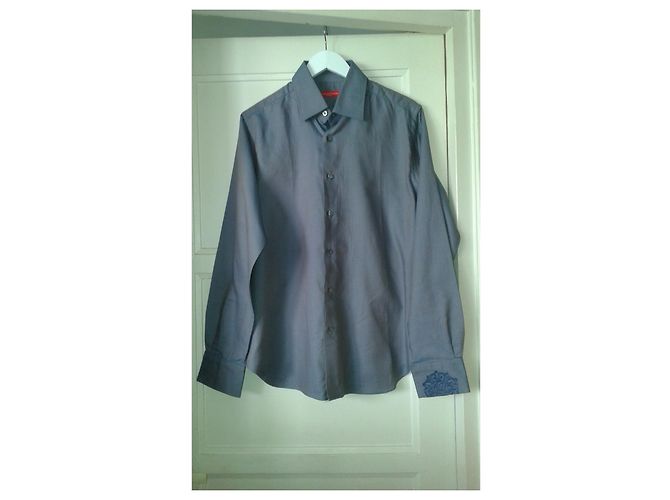 Camisa Christian Lacroix de algodão azul com bordado - vista 12