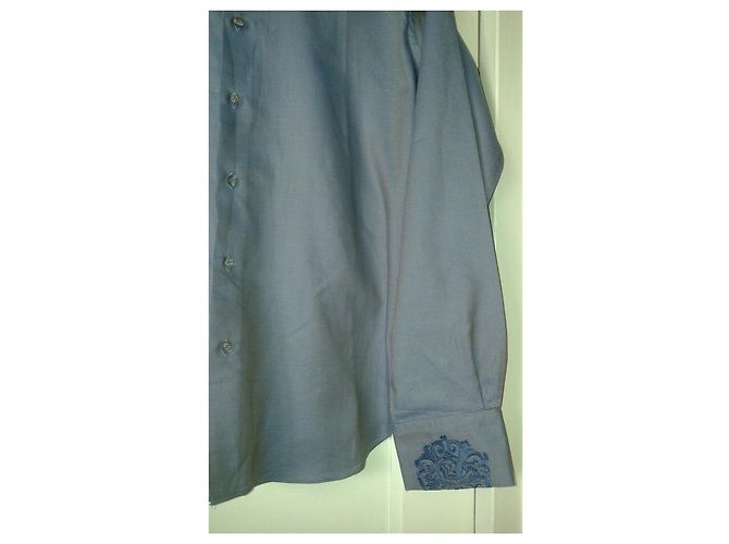 Camisa Christian Lacroix de algodão azul com bordado - vista 4