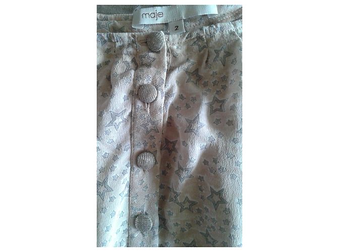 Maje Seidenkleid Beige mit Sternenprint Größe 2 - Ansicht 5