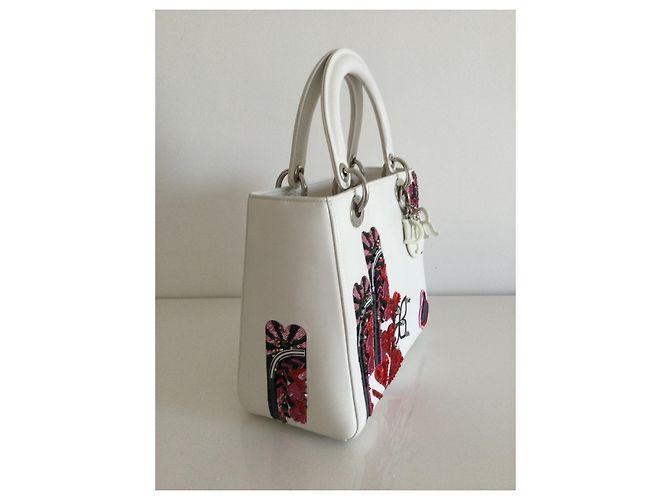 Borsa a mano Christian Dior Lady Dior in pelle bianca Bianco - vista 2