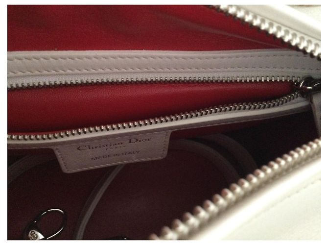 Borsa a mano Christian Dior Lady Dior in pelle bianca Bianco - vista 5