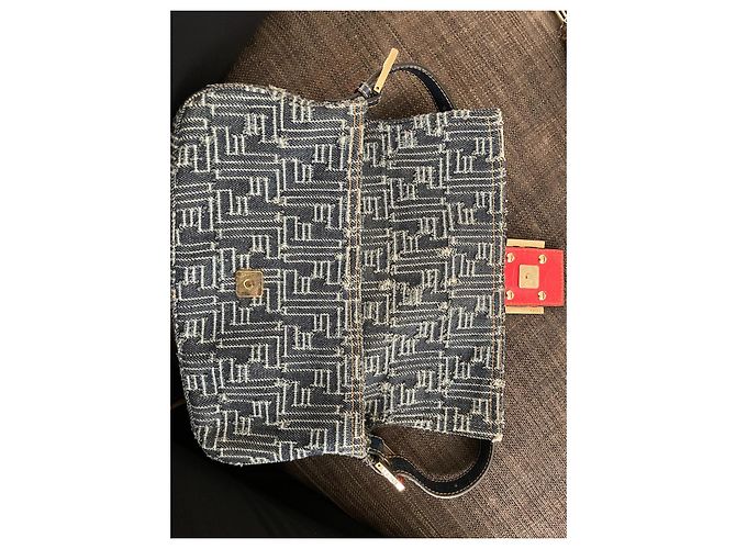 Borsa a mano Fendi Baguette in denim blu - vista 5
