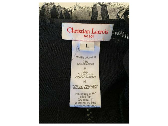 Christian Lacroix Top Lacroix in seta nera con paillettes Nero Multicolore - vista 3