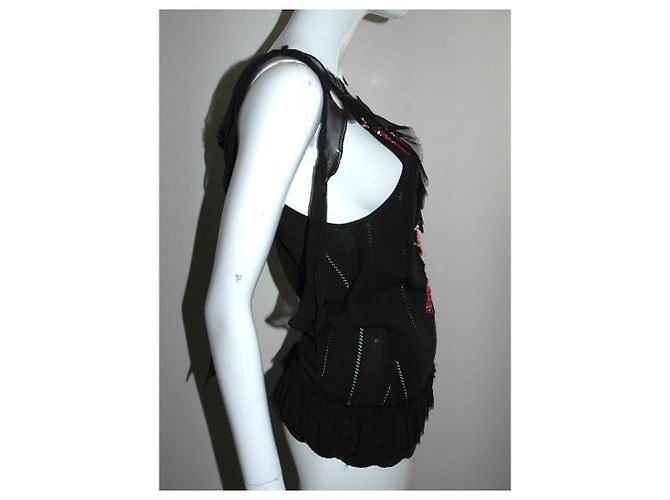 Christian Lacroix Top Lacroix in seta nera con paillettes Nero Multicolore - vista 6