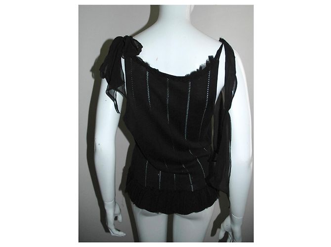 Christian Lacroix Top Lacroix in seta nera con paillettes Nero Multicolore - vista 7
