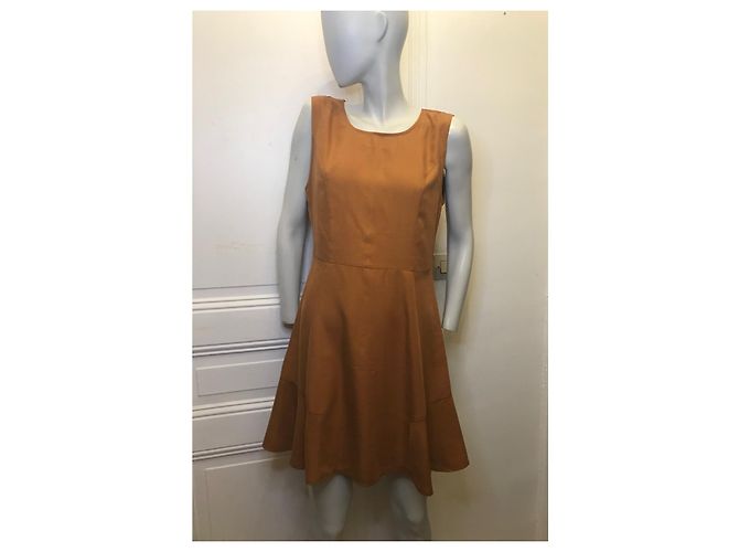 Les Petites Kurzärmeliges Kleid Cognac Lyocell - Ansicht 2