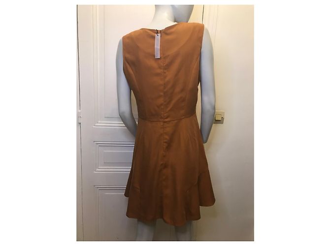 Les Petites Kurzärmeliges Kleid Cognac Lyocell - Ansicht 3