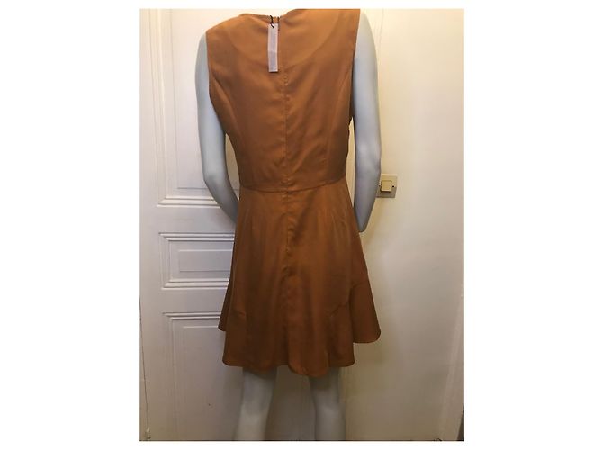 Les Petites Kurzärmeliges Kleid Cognac Lyocell - Ansicht 4