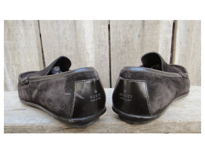 Mocassini Gucci Marrone Scuro Camoscio 43 IT - vista 4