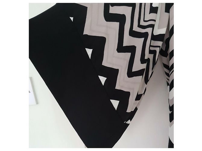 Diane Von Furstenberg Vestido de seda DvF AYANA estampado chevron Castaño Negro Crudo - vista 7