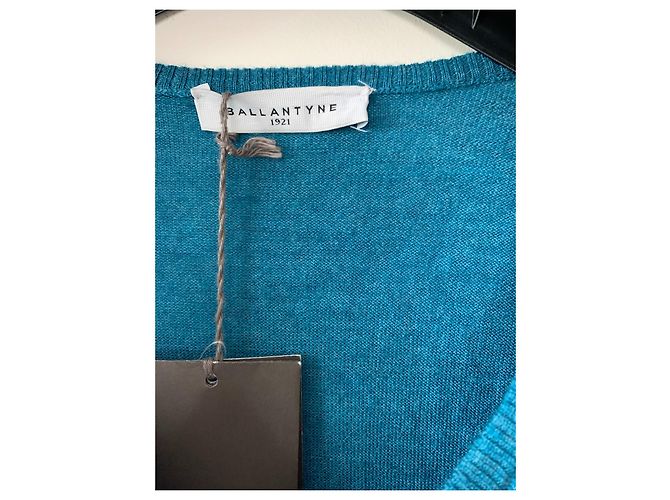 Ballantynes V Ausschnitt Merinowolle Pullover schwarz blau - Ansicht 2