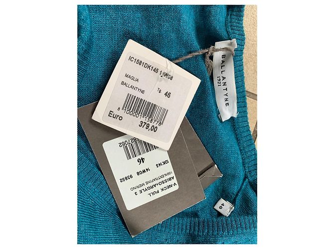 Ballantynes V Ausschnitt Merinowolle Pullover schwarz blau - Ansicht 3