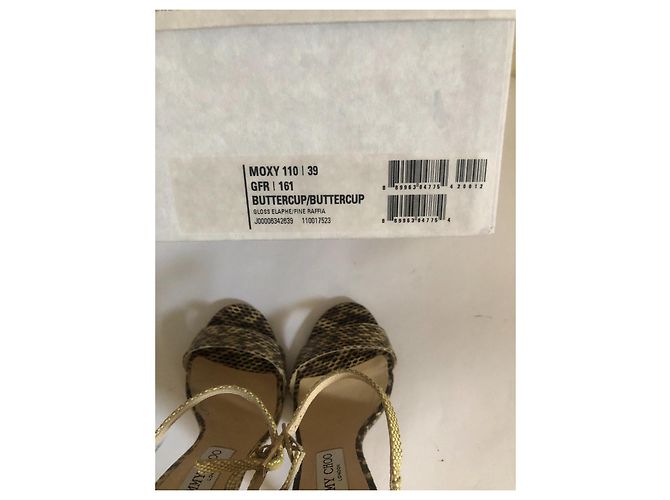 Sandali Jimmy Choo Moxy 110 in elaphe e rafia beige 39 Cachi - vista 12