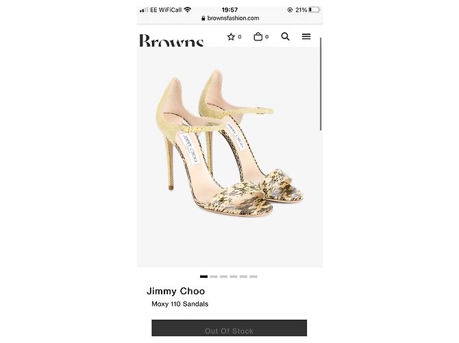 Sandali Jimmy Choo Moxy 110 in elaphe e rafia beige 39 Cachi - vista 6