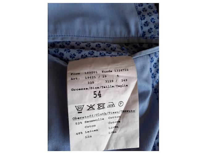 Giacca Bugatti Cognac e Azzurro in Cotone e Lino Blu chiaro - vista 2