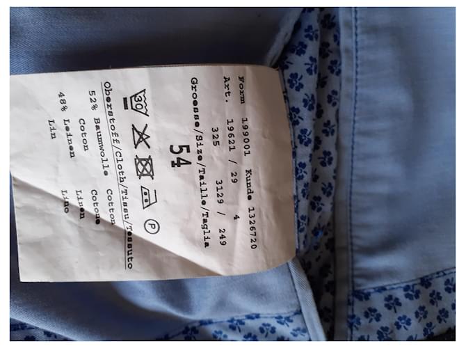 Giacca Bugatti Cognac e Azzurro in Cotone e Lino Blu chiaro - vista 3