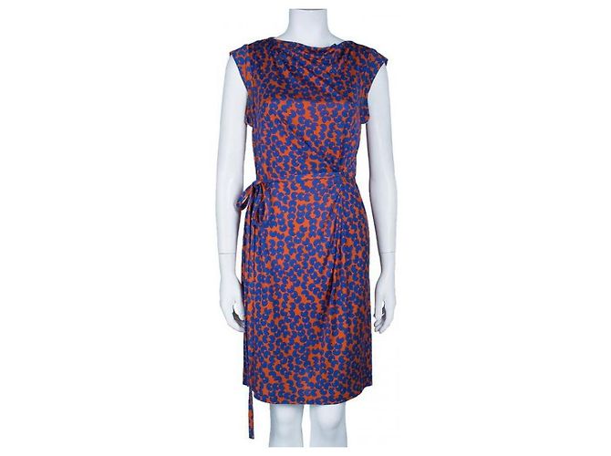 Abito Diane Von Furstenberg Amberlin in seta blu e arancione - vista 2