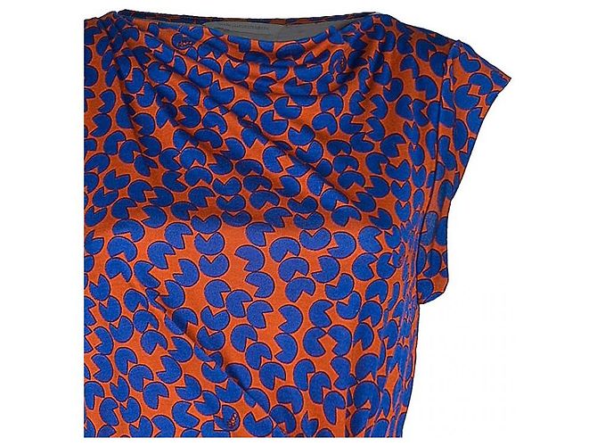 Abito Diane Von Furstenberg Amberlin in seta blu e arancione - vista 6