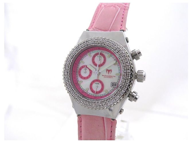 TECHNOMARINE TECHNODIAMOND UHR 37 MM QUARZSTAHL DIAMANTEN +2 Armbänder Pink - Ansicht 2