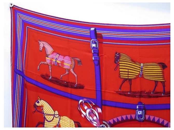 Hermès CHALE HERMES DECKEN UND D-DAY OUTFITS. EUDEL KASCHMIR UND ROTE SEIDE - Ansicht 2