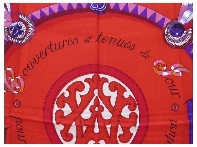 Hermès CHALE HERMES DECKEN UND D-DAY OUTFITS. EUDEL KASCHMIR UND ROTE SEIDE - Ansicht 3