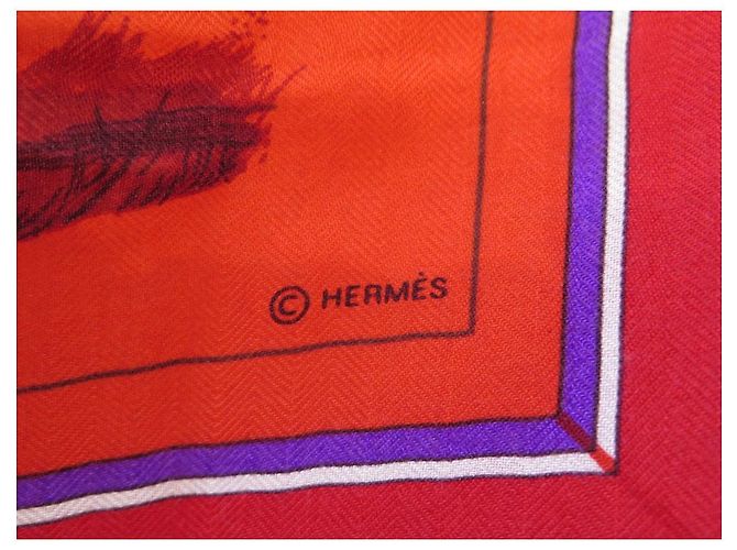 Hermès CHALE HERMES DECKEN UND D-DAY OUTFITS. EUDEL KASCHMIR UND ROTE SEIDE - Ansicht 5