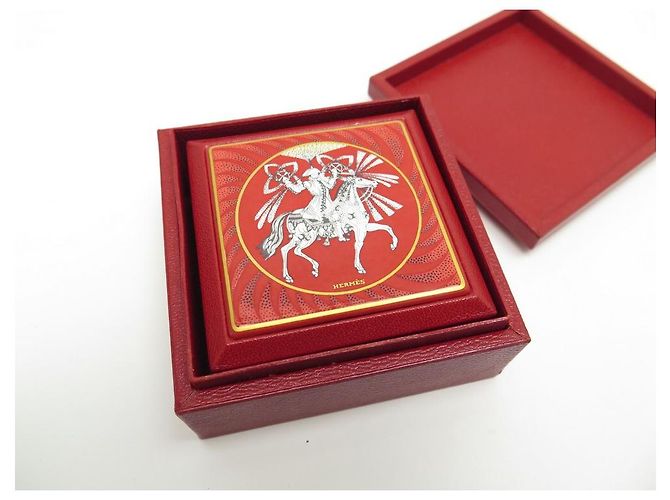 Hermès NEUF 2 BOITES GIGOGNES HERMES FEUX D'ARTIFICE EN CUIR CHEVRE EMAIL ANNIVERSAIRE Rouge - vue 12