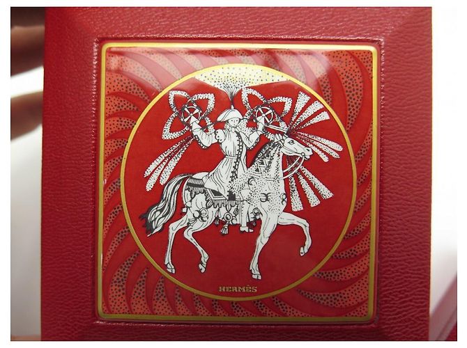 Hermès NEUF 2 BOITES GIGOGNES HERMES FEUX D'ARTIFICE EN CUIR CHEVRE EMAIL ANNIVERSAIRE Rouge - vue 4