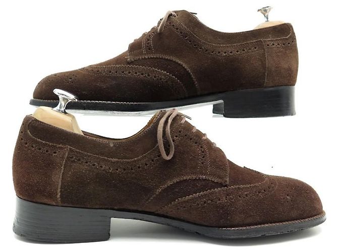 SCARPE CON SUOLA foderate AUBERCY 9E 43 DERBY . IN CAMOSCIO FLOREALE MARRONE - vista 2