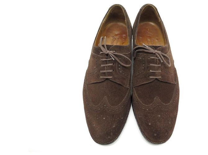 SCARPE CON SUOLA foderate AUBERCY 9E 43 DERBY . IN CAMOSCIO FLOREALE MARRONE - vista 4