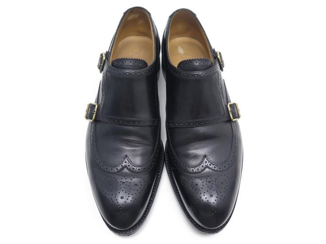 JM WESTON SHOES 334 Church´s Loafers 9E 43 BI-BUCKLE BLACK LEATHER ...