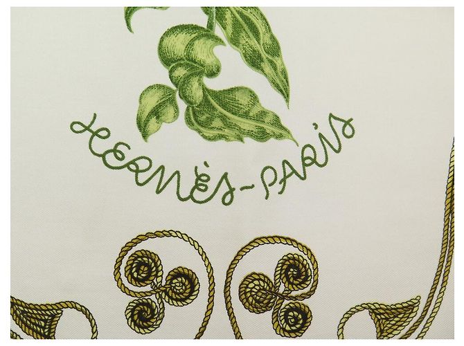 Hermès SCIARPA HERMES ARABESQUES D'ORIGNY CARRE NUOVO 90 SCIARPA IN SETA BEIGE - vista 4