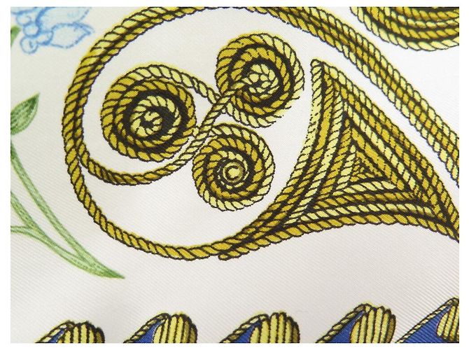 Hermès SCIARPA HERMES ARABESQUES D'ORIGNY CARRE NUOVO 90 SCIARPA IN SETA BEIGE - vista 7