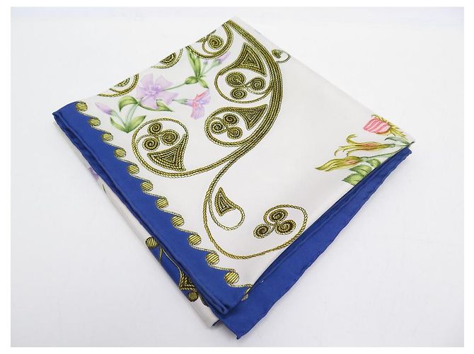 Hermès SCIARPA HERMES ARABESQUES D'ORIGNY CARRE NUOVO 90 SCIARPA IN SETA BEIGE - vista 8