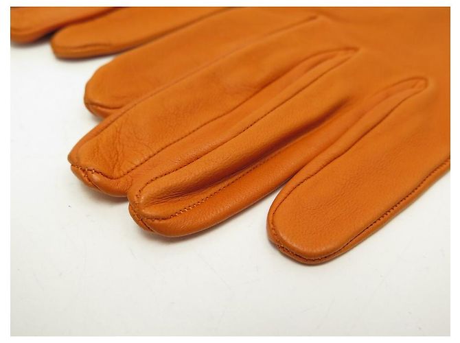Hermès HERMES EVELYNE H LUVAS FURADAS EM COURO ORANGE LAMB 7 luvas de couro Laranja - vista 2