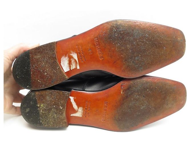 Hermès SCARPE DERBY HERMES 41 SCARPE NERE IN PELLE DI CANGURO Nero - vista 3
