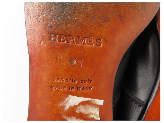 Hermès SCARPE DERBY HERMES 41 SCARPE NERE IN PELLE DI CANGURO Nero - vista 4