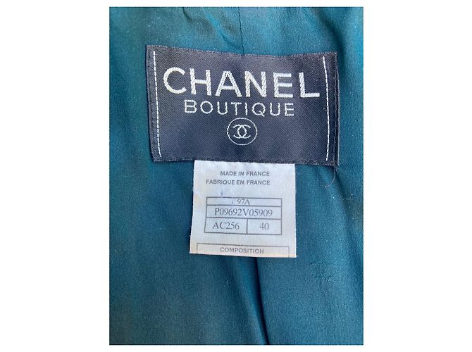 Chanel Tweedjacke aus Wolle Dunkelgrün - Ansicht 2